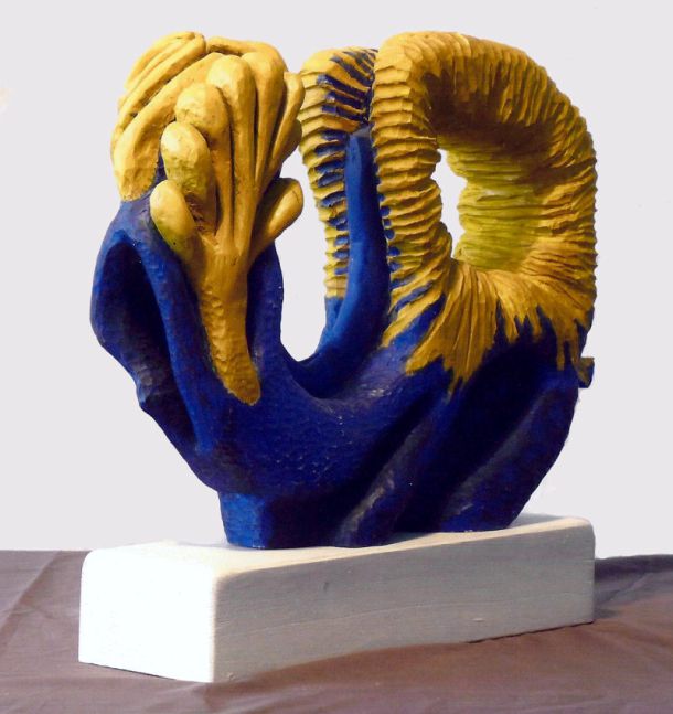 Skulptur von W.R. Hell "Le coq des plantes"
